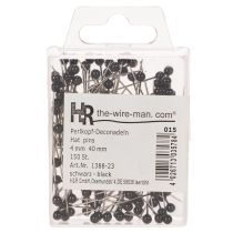 gjenstander Blomsternåler med sorte perlehoder, Ø4 mm, 40 mm, 150 stk.