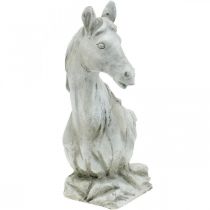 Hestehode byste deco-figur hest keramisk hvit, grå H31cm