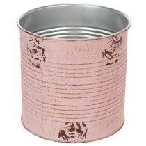 gjenstander Blomsterpotte, antikk rose, dekorativ metallboks, vintage, Ø15,5 cm H15 cm