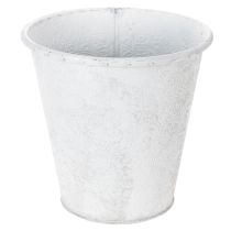 gjenstander Blomsterpotte, blomsterpotte med ornamenter, metalldekorasjon hvit, grå Ø20,5 cm H19,5 cm