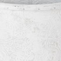 gjenstander Blomsterpotte, blomsterpotte med ornamenter, metalldekorasjon hvit, grå Ø20,5 cm H19,5 cm