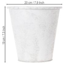 gjenstander Blomsterpotte, blomsterpotte med ornamenter, metalldekorasjon hvit, grå Ø20,5 cm H19,5 cm