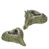 gjenstander Plantehjerte laget av naturmateriale med folieinnlegg, 22 cm, 2 stk.