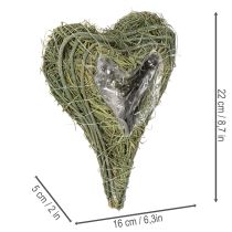 gjenstander Plantehjerte laget av naturmateriale med folieinnlegg, 22 cm, 2 stk.