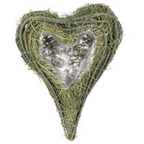 gjenstander Plantehjerte laget av naturmateriale med folieinnlegg, 22 cm, 2 stk.