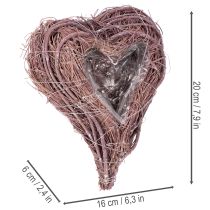 gjenstander Dekorativt hjerte laget av kvister med plantefolie, 20 cm, 2 stk.