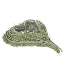 gjenstander Hjerteformet bolle laget av naturgress med folie til planting, 38 cm