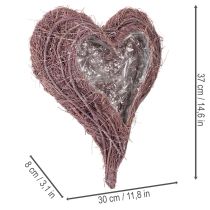 gjenstander Hjerteformet bolle laget av kvister med folieinnlegg, 37 cm