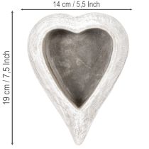 gjenstander Dekorativ hjerteformet skål, grå; liten hjerteformet blomsterpotte, 19 cm