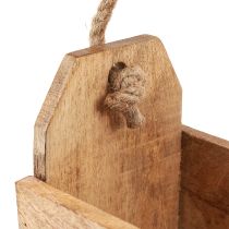gjenstander Plantekasse i tre med håndtak, firkantet, naturjute 27x12x17cm