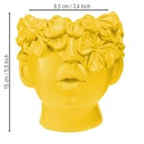 gjenstander Plantehode bust polyresin plantekasse gul 13,5×13×14cm