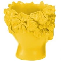 gjenstander Plantehode bust polyresin plantekasse gul 13,5×13×14cm