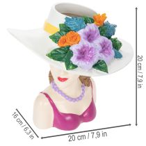 gjenstander Blomstervase kvinne med hatt og blomsterpottedekorasjon for innendørs og utendørs bruk 20 cm