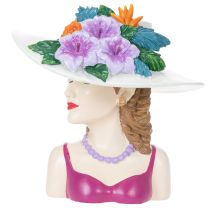 gjenstander Blomstervase kvinne med hatt og blomsterpottedekorasjon for innendørs og utendørs bruk 20 cm