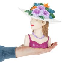 gjenstander Blomstervase kvinne med hatt og blomsterpottedekorasjon for innendørs og utendørs bruk 20 cm