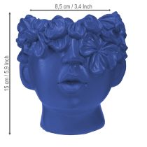 gjenstander Plantehode Polyresin Bust Planter Blå 13,5×13×14cm