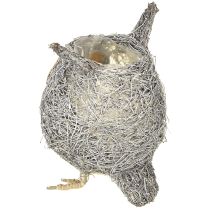 gjenstander Plantekurv ugle vinranke hvitvasket Ø14cm