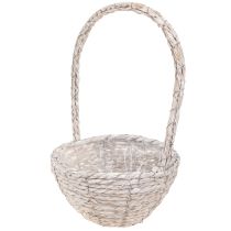 gjenstander Plantekurv 2-delt sett, halm, naturlig, hvit, Ø23/28, shabby chic