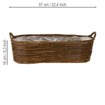 gjenstander Plantekurv med håndtak, oval brun 57/50/42cm, sett med 3 stk