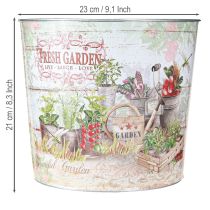 gjenstander Rund metallplante/blomsterpotte Fresh Garden H21cm