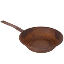 gjenstander Plantebrett, rustfarget panne med håndtak, metallplantekasse, Ø31 cm