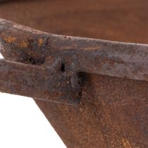 gjenstander Plantebrett, rustfarget panne med håndtak, metallplantekasse, Ø31 cm