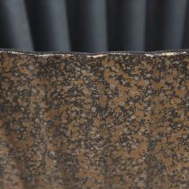 gjenstander Planteskål med riller oval båt antrasitt gull 36cm