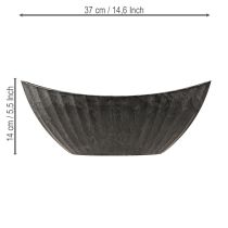 gjenstander Planteskål med riller oval båt antrasitt 36cm