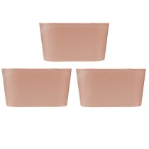 gjenstander Planteskål oval pynteskål plast rosa brun 20×10×11cm 3stk