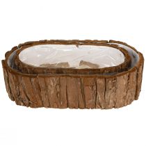 gjenstander Planteskål oval naturlig bark 30,5×15cm / 24×11cm sett med 2