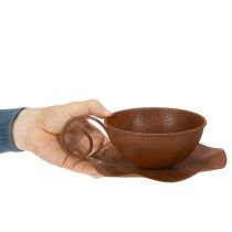 gjenstander Plantekopp med skål, blomsterpotte, rustfarget, Ø19,5 cm, H8 cm
