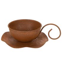 gjenstander Vintage rustfarget blomsterpotte og skål, Ø17,5 cm H6 cm