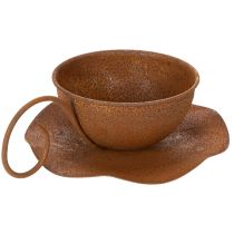gjenstander Vintage rustfarget blomsterpotte og skål, Ø17,5 cm H6 cm