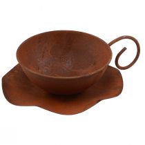 gjenstander Plantekopp med tallerken vintage rust Ø17,5cm H6cm