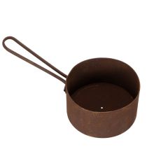 gjenstander Metallpotte, blomsterpotte, rustfarget panne, dekorativ gjenstand, Ø20 cm H11 cm