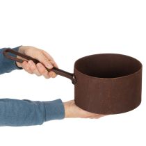 gjenstander Metallpotte, blomsterpotte, rustfarget panne, dekorativ gjenstand, Ø20 cm H11 cm