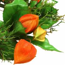 gjenstander Kunstig Physalis-krans, oransje og grønn, Ø28 cm, høstdekorasjon