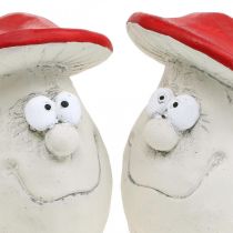gjenstander Sopp til å pynte, nyttårsaften dekorasjon, skogssopp, betong dekorasjon rød, hvit H10cm B12,5cm 2stk