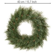 gjenstander Kunstig krans av furukvistar med små kongler, 40 cm
