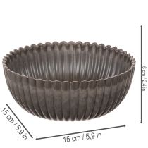 gjenstander Ribbet bolle, antrasitt, dekorativ bolle, rund, 15 cm, 2 stk.