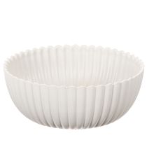 gjenstander Rund, riflet bolle i hvitt for allsidig dekorasjon, 15 cm, 2 stk.