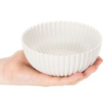 gjenstander Rund, riflet bolle i hvitt for allsidig dekorasjon, 15 cm, 2 stk.