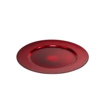 Plastplate Ø25cm rød med glasureffekt
