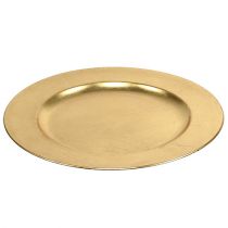 Plastplate Ø33cm gull med bladgulleffekt