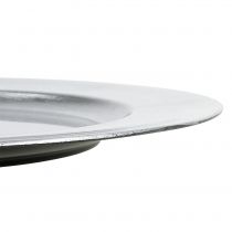 gjenstander Plastplate sølv Ø33cm med glasureffekt