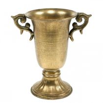 Dekorativ kopp med håndtak gylden Ø11cm H17,8cm antikk utseende
