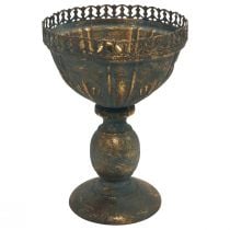 gjenstander Kopp vase metall dekorasjon kopp gull grå antikk Ø15,5cm H22cm