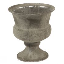 gjenstander Kopp vase dekorative skål i metall grå antikk Ø13,5cm H15cm
