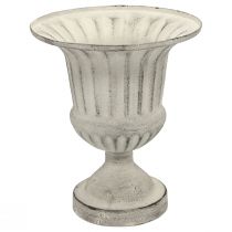 Kopp Vase Metall Deco Shabby Chic Hvit Grå H24cm Ø20cm