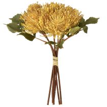 gjenstander Protea kunstig Leucospermum nålepute gul 30 cm 6 stk